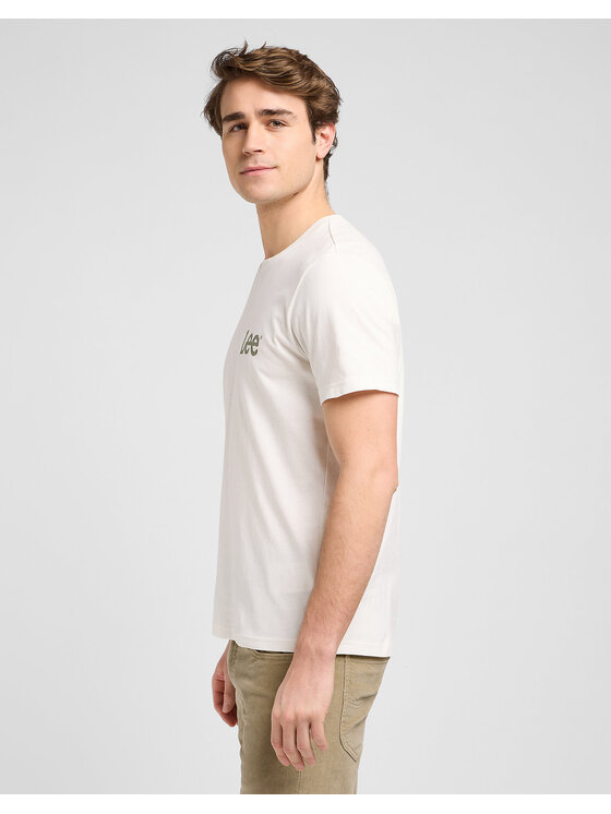 Lee Lee T-shirt MEDIUM WOBBLY TEE Bianco Regular Fit