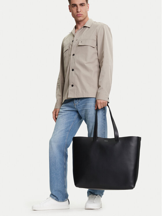 Calvin Klein Torba Ck Premium Leather E/W Tote Xl K50K512894 Czarny