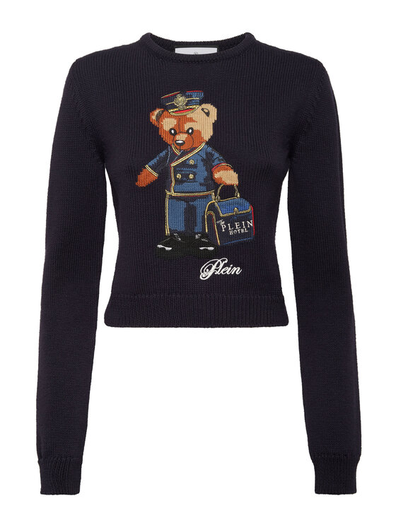 PHILIPP PLEIN PHILIPP PLEIN Sweter 27255 Granatowy Regular Fit