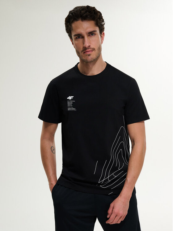 4F 4F T-Shirt MONOCHROME MOVEMENT Czarny Regular Fit