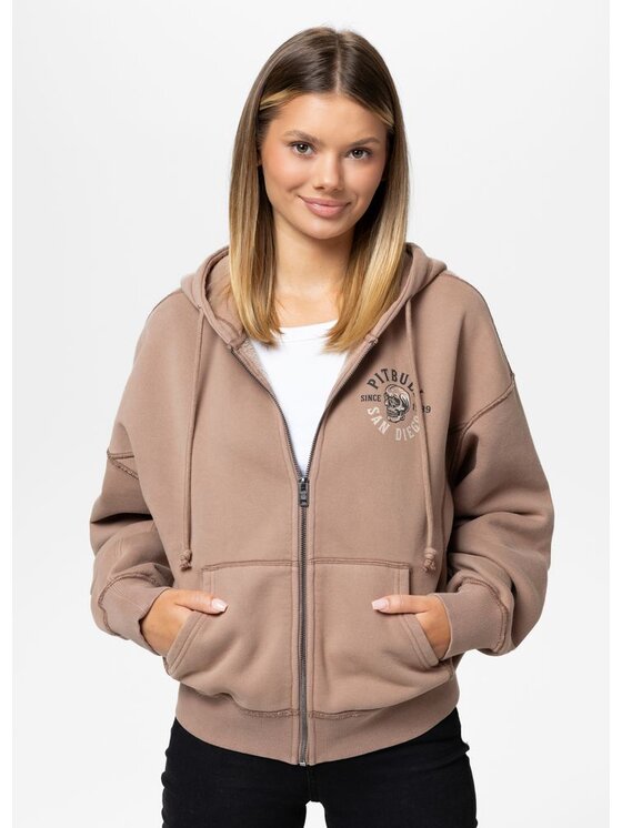 PITBULL PITBULL Bluza Washed LOVIA SKULL SURF Brązowy Regular Fit
