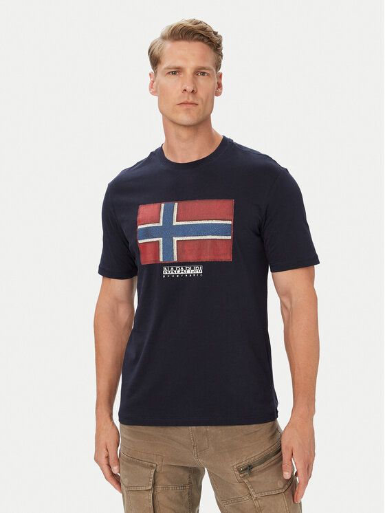 Napapijri Tricou S-Flag Tiki Ss NP0A8A6I1761 Bleumarin Regular Fit