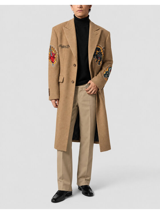 PHILIPP PLEIN PHILIPP PLEIN Płaszcz zimowy 32054 Beżowy Regular Fit
