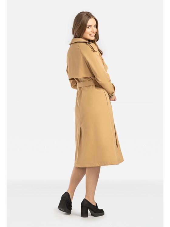 Perso Perso Płaszcz przejściowy dwuczęściowy Brązowy Slim Fit