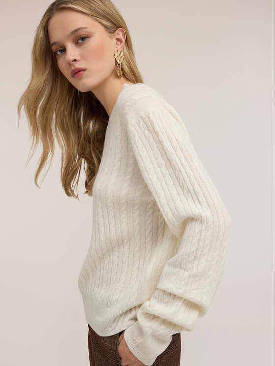 Motivi Motivi Sweter M345E002404N011 Biały Regular Fit