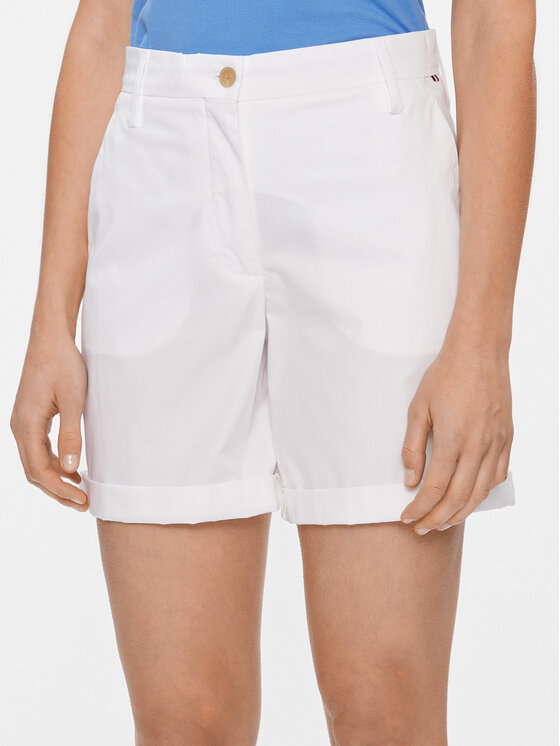 Tommy Hilfiger Bavlnené šortky WW0WW41769 Biela Regular Fit