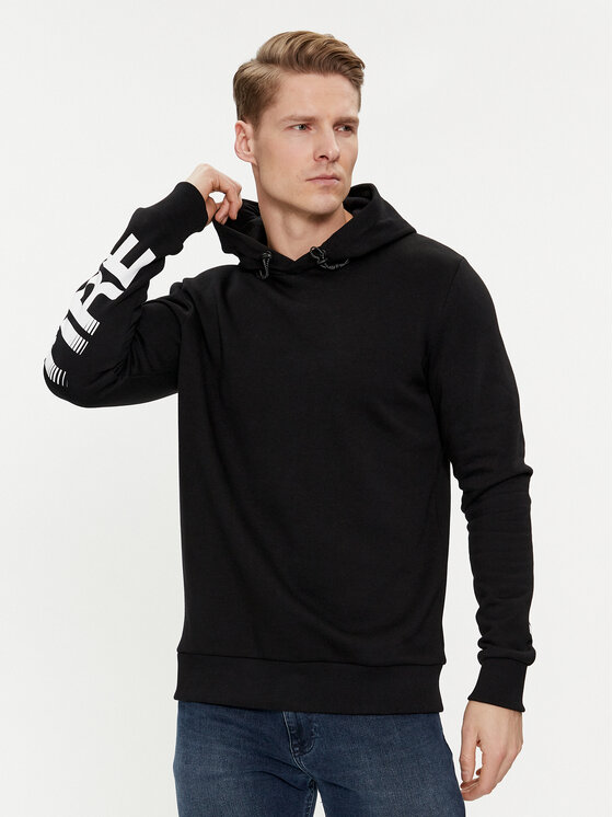 Jack&Jones Džemperis ar kapuci Nitch 12184939 Melns Regular Fit