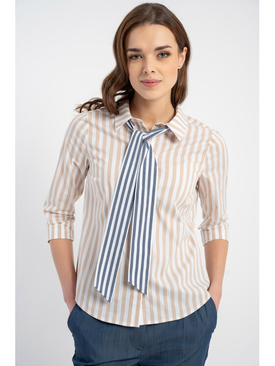 CLICK CLICK Koszula 10-6853 Beżowy Classic Fit