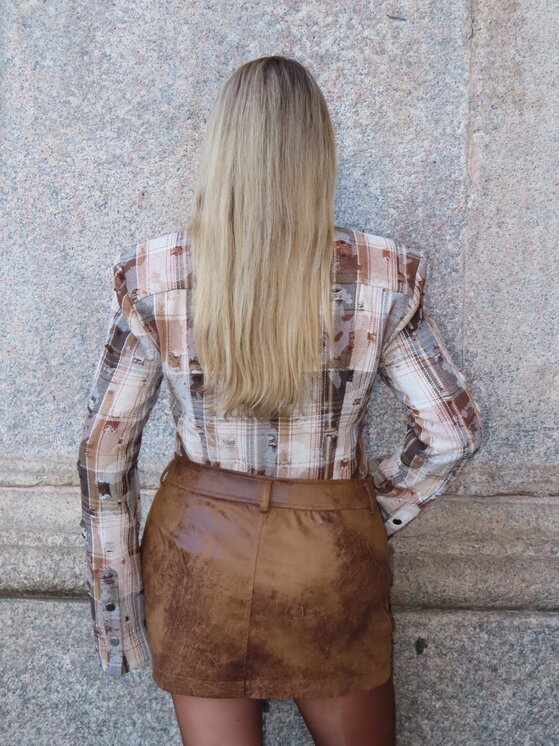 Magda Matyja Magda Matyja Spódnica mini RODEO SKIRT Brązowy Fitted Fit