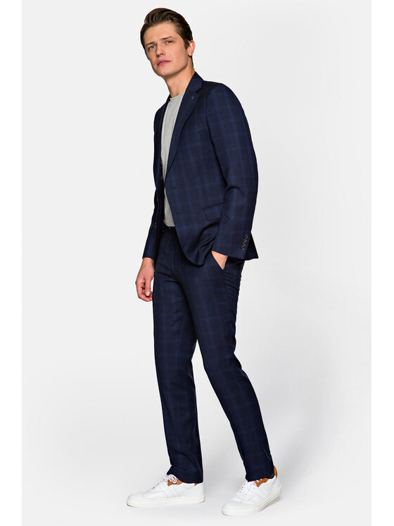 Lancerto Lancerto Garnitur Singapore Granatowy Regular Fit
