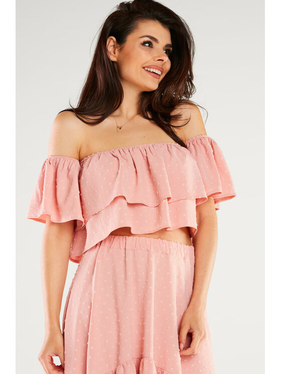 Awama Awama Bluzka A424 Różowy Basic Fit