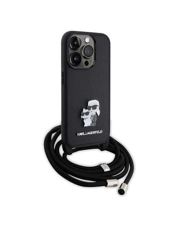 KARL LAGERFELD KARL LAGERFELD Etui na telefon Crossbody Saffiano Metal Czarny