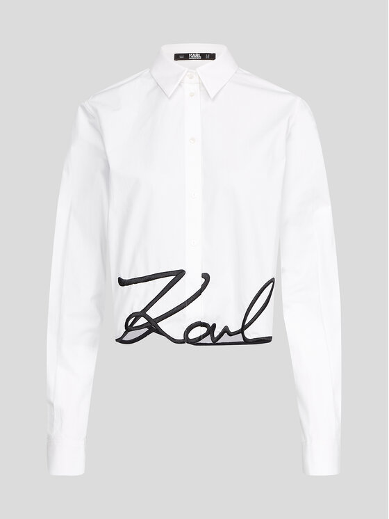 KARL LAGERFELD KARL LAGERFELD Πουκάμισο Signature 226W1605 Λευκό Regular Fit