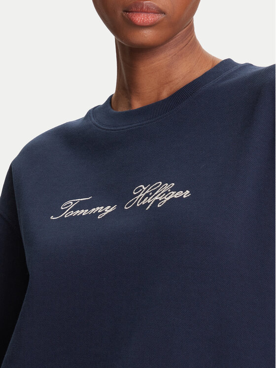 Tommy Hilfiger Tommy Hilfiger Pulóver Script WW0WW47159 Sötétkék Regular Fit