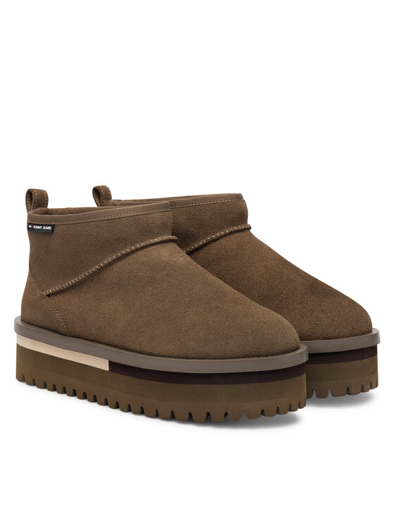 Tommy Jeans Tommy Jeans Апрески Tjw Flatform Snow Boot Suede EN0EN02841 Кафяв