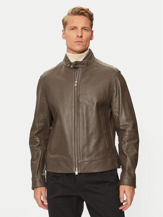 Boss Giacca di pelle H-Mansell2 50518906 Marrone Regular Fit, taglia : 50