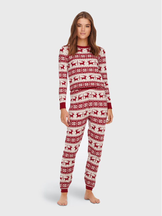 ONLY ONLY Trikotāžas bikses Xmas 15272160 Sarkans Regular Fit