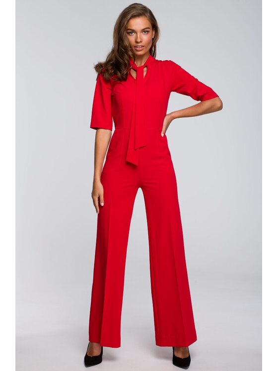 Stylove Stylove Kombinezon S243 Czerwony A-Line Fit