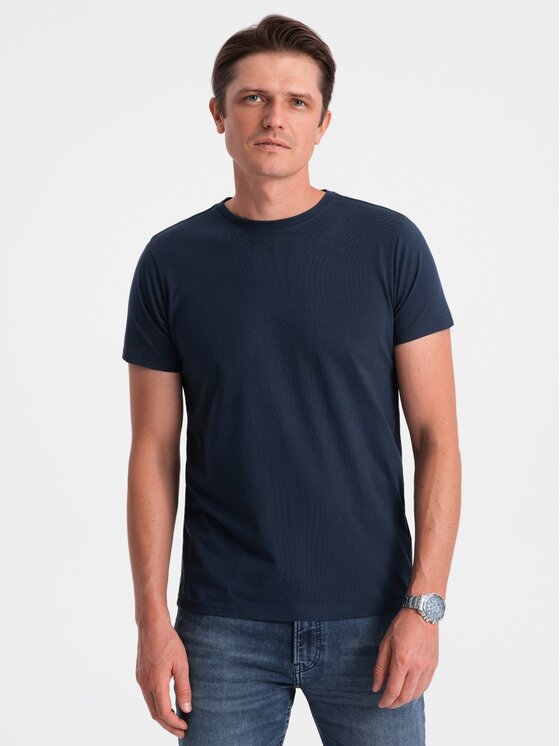 Ombre Ombre T-Shirt OM-TSBS-0146 Granatowy Fitting Fit