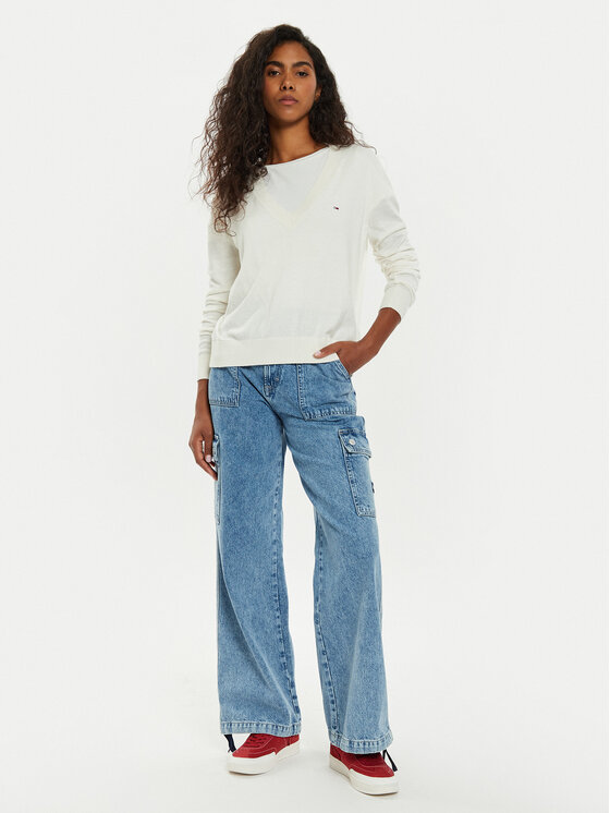 Tommy Jeans Tommy Jeans Sveter Tjw Essential DW0DW18670 Écru Regular Fit