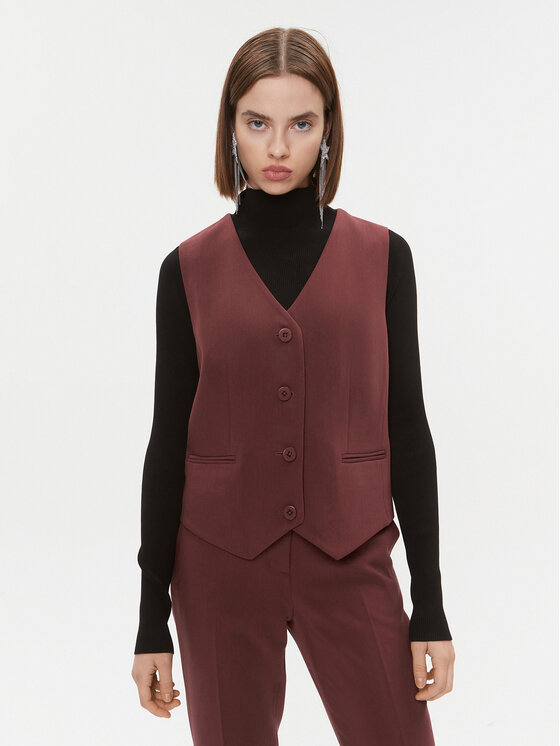 DKNY Uzvalka veste UG3VX083 Bordo Regular Fit