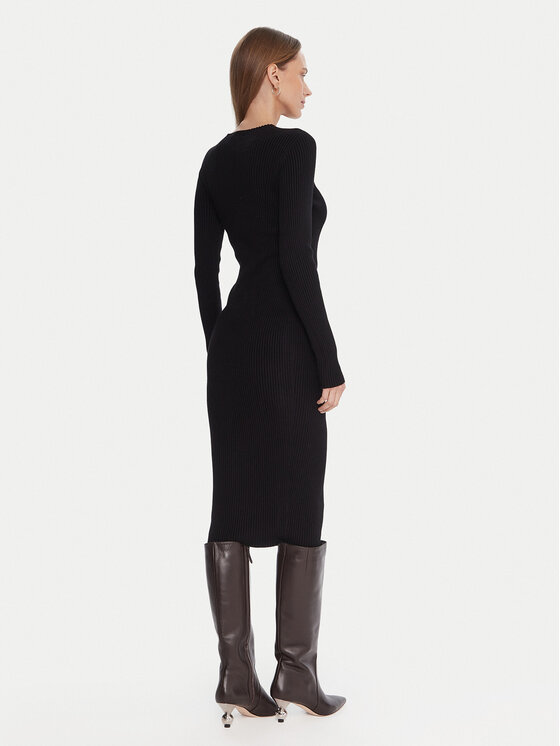 Kontatto Kontatto Rochie tricotată 3M0829C Negru Slim Fit