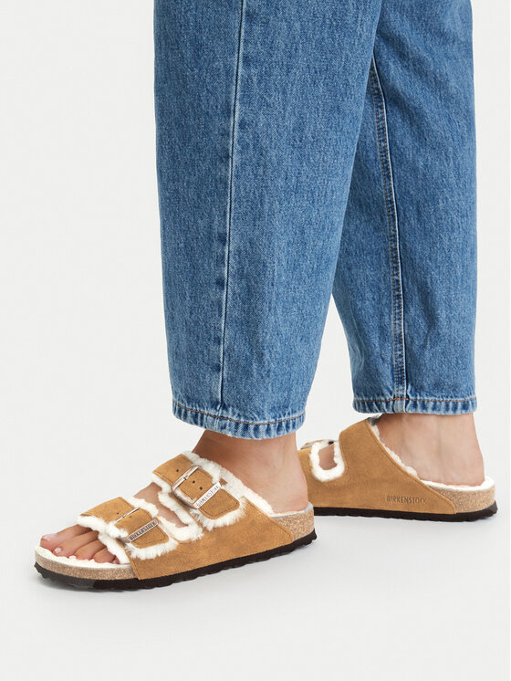 Birkenstock Birkenstock Kapcie Arizona Fur 1001135 Brązowy