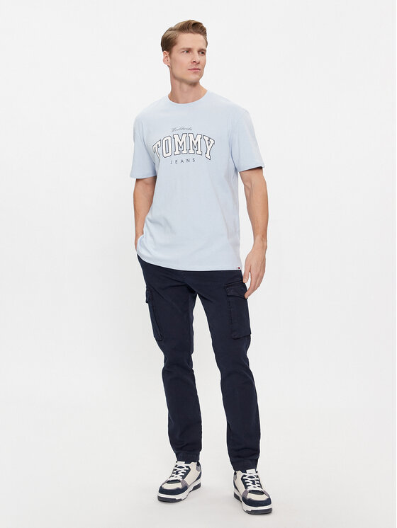 Tommy Jeans Tommy Jeans T-Shirt Varsity DM0DM18287 Błękitny Regular Fit