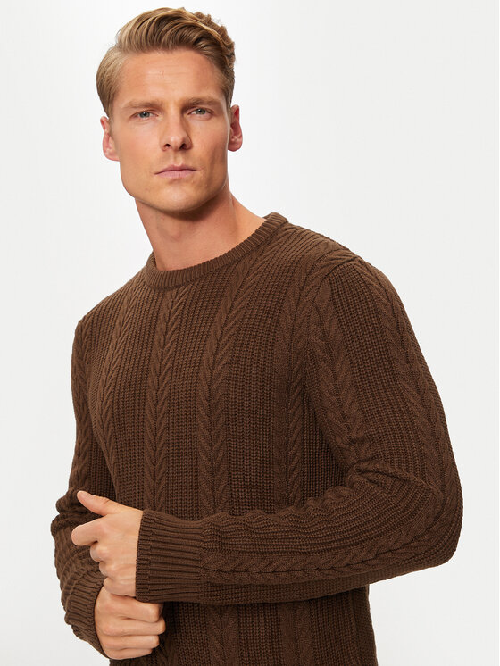 Jack & Jones Jack & Jones Sweter 12261436 Brązowy Regular Fit