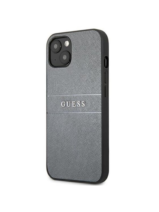 Guess Guess Etui na telefon Saffiano Metal Logo Stripes Szary