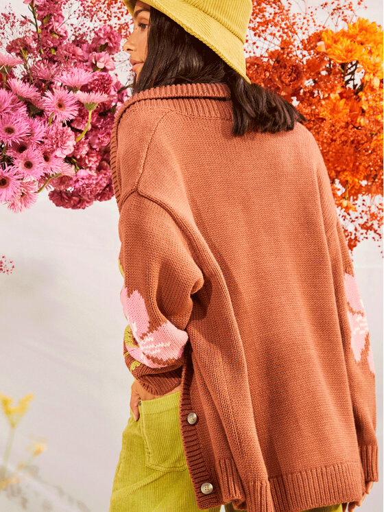 Roxy Roxy Kardiganas Hand On Heart Swtr ERJSW03584 Oranžinė Regular Fit