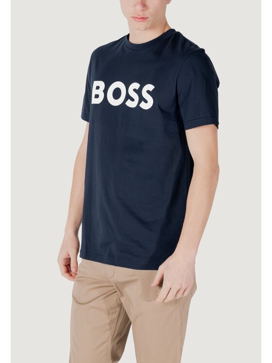 BOSS BOSS T-shirt THINKING 1 Blu Shirt Fit