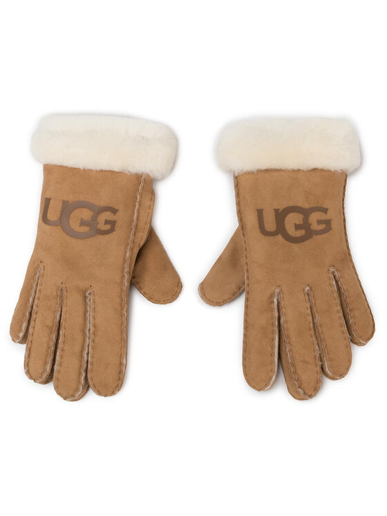 Ugg Дамски ръкавици W Sheepskin Logo Glove 18691 Бежов | Modivo.bg
