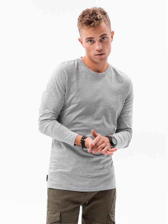 Ombre Ombre Longsleeve OM-LSBL-0106 Szary Regular Fit