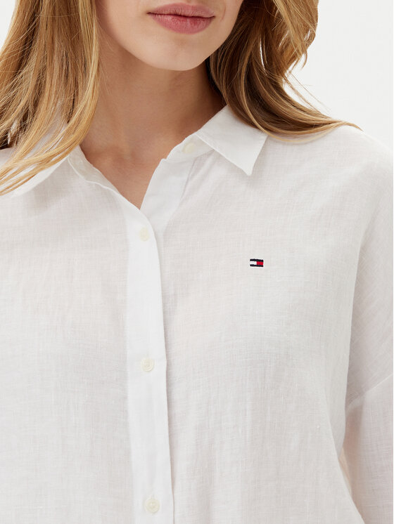 Tommy Hilfiger Tommy Hilfiger Košile WW0WW46169 Bílá Loose Fit