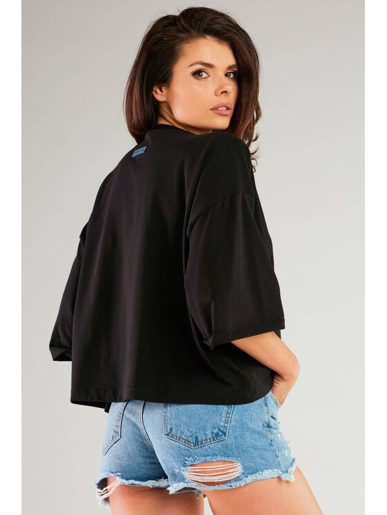 Infinite You Infinite You Bluzka M265 Czarny Basic Fit