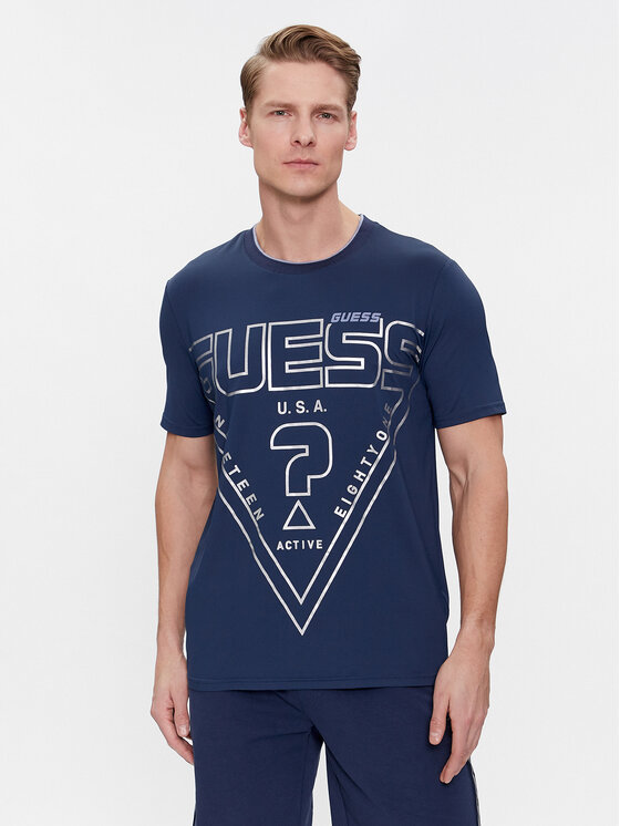 Guess T-krekls Lugh Z4RI07 KC220 Zils Slim Fit