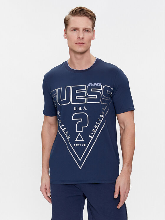 Guess T-shirt Lugh Z4RI07 KC220 Blu scuro Slim Fit, taglia : S