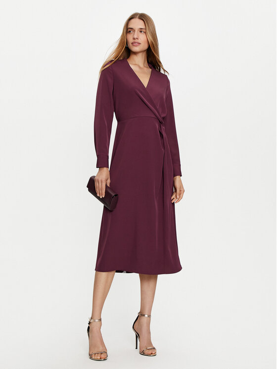 Haveone Haveone Sukienka codzienna AFS-M062 Bordowy Regular Fit