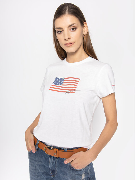 Polo Ralph Lauren Polo Ralph Lauren T-Shirt Nv Flag 211782940 Biały Regular Fit