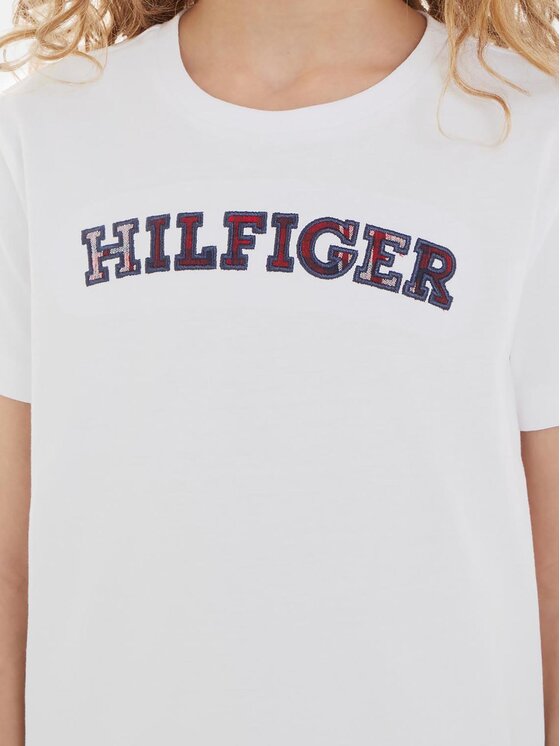 Tommy Hilfiger Tommy Hilfiger T-Shirt Monotype Tartan KG0KG07804 Bílá Regular Fit