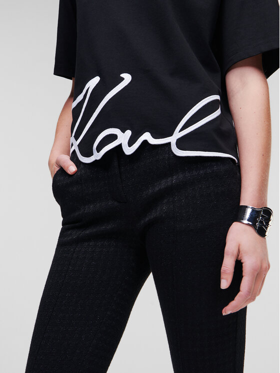 KARL LAGERFELD KARL LAGERFELD T-krekls Signature Hem 226W1703 Melns Relaxed Fit