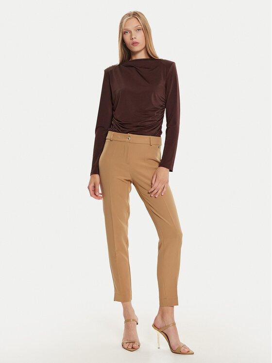 Maryley Maryley Hlače iz tkanine 24IB52Z/M19/43ER Rjava Regular Fit