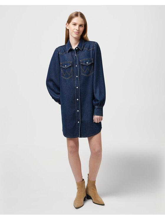 Wrangler Wrangler Vestito da giorno BALLOONSLEEVE SHIRT Blu Loose Fit