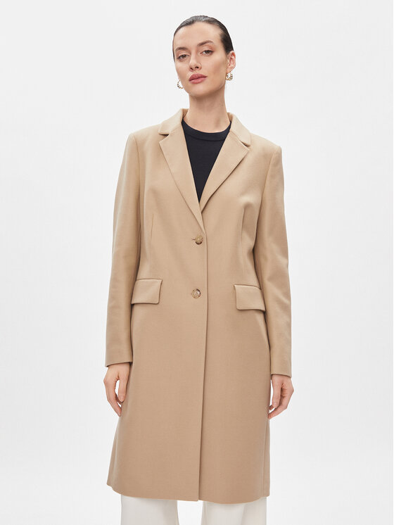 Női Gyapjú kabát Tommy Hilfiger, Méret: 32, Bézs, Classic WW0WW41662