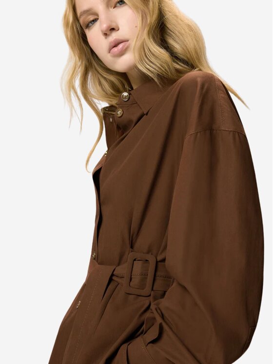 PINKO PINKO Kurtka damska CHERYL OVERSHIRT COTONE FLUIDO Brązowy Reglan Fit