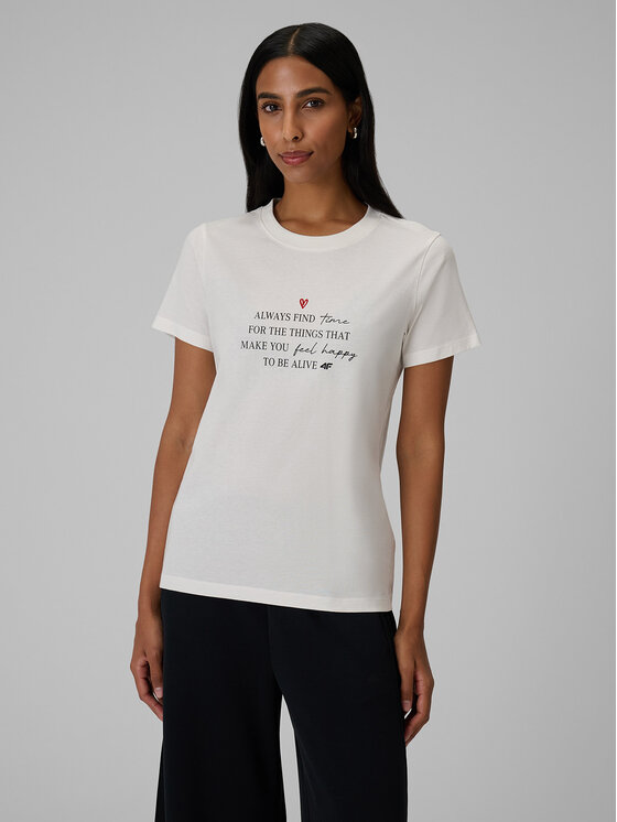 4F 4F T-Shirt SELF LOVE Biały Regular Fit