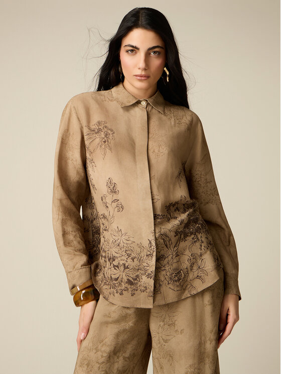 Oltre Oltre Koszula 5089J000927N0Z5 Brązowy Baggy Fit