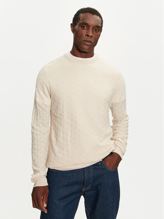 Brave Soul Brave Soul Pulover MK-248BURKE Bej Regular Fit