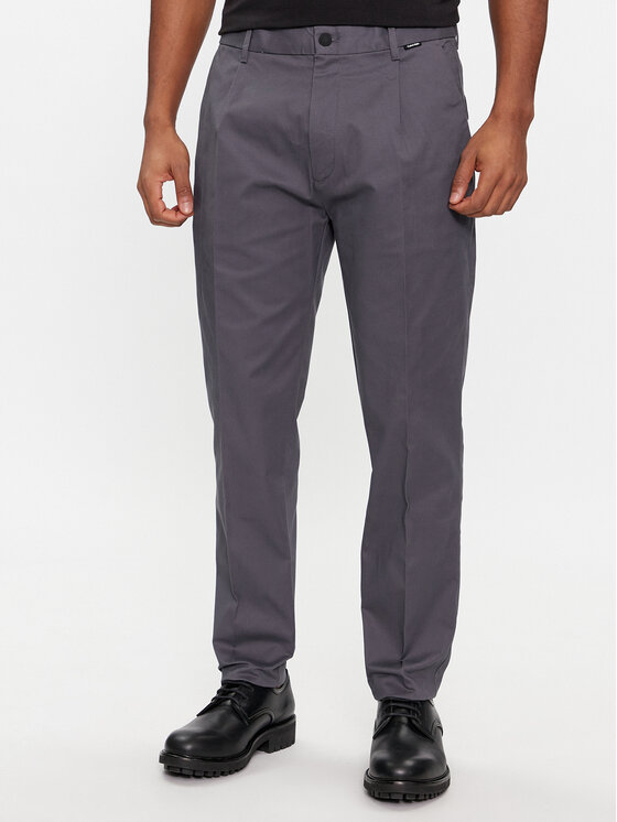 Calvin Klein Calvin Klein Anzughose Modern Twill Tapered Pleat K10K111490 Grau Slim Fit